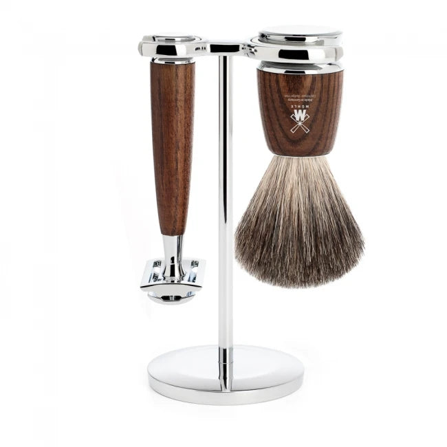 Mühle Shaving Barbersæt Med De-skraber  Barberkost Og Holder  Rytmo  Ask