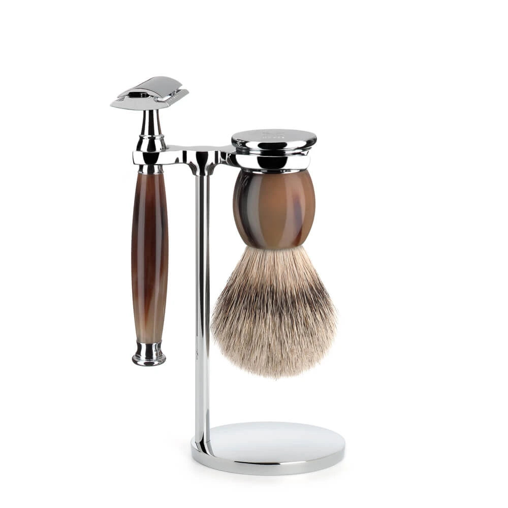 Mühle Shaving Barbersæt Med De-skraber  Barberkost Og Holder  Sophist  Genuine Horn