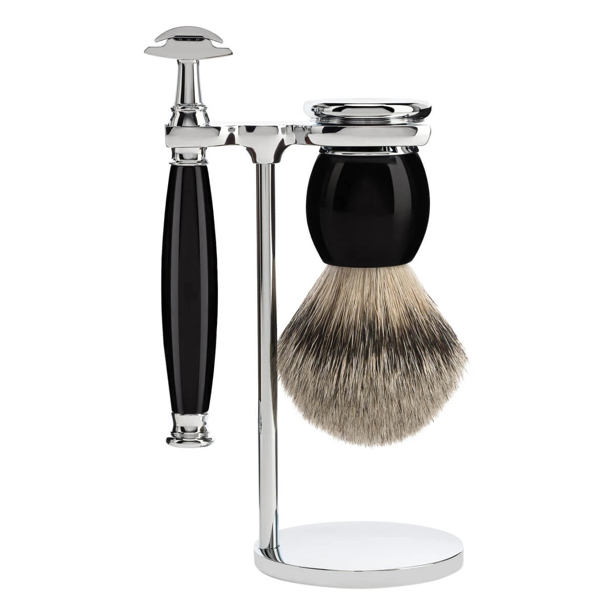 Mühle Shaving Barbersæt Med De-skraber  Barberkost Og Holder  Sophist  Sort Kunstharpiks