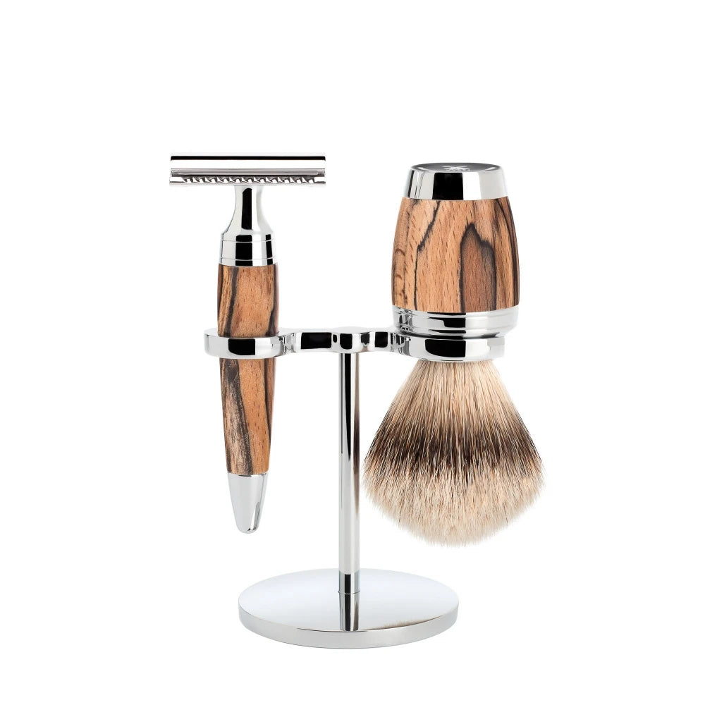 Mühle Shaving Barbersæt Med De-skraber Barberkost Og Holder Stylo Spalted Beech