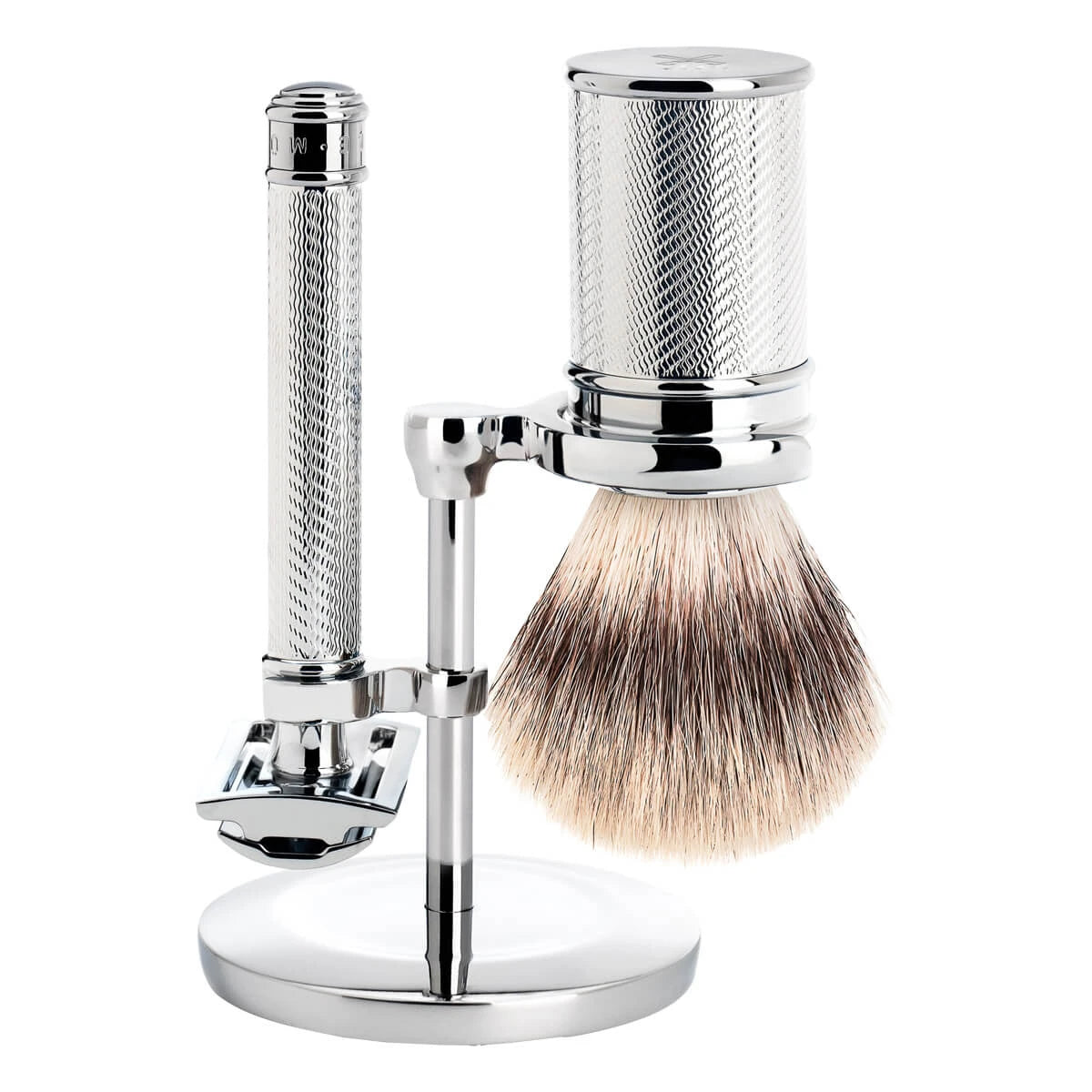 Mühle Shaving Barbersæt Med De-skraber Barberkost Og Holder Traditional Krom