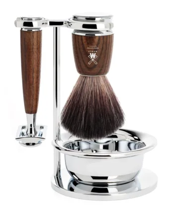 Mühle Shaving Barbersæt Med De-skraber  Fibre Barberkost  Holder Og Skål  Rytmo  Ask