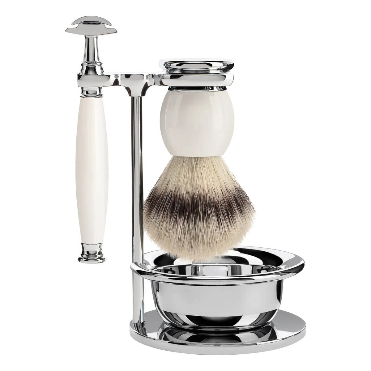 Mühle Shaving Barbersæt Med De-skraber  Fibre Barberkost  Holder Og Skål  Sophist  Porcelæn