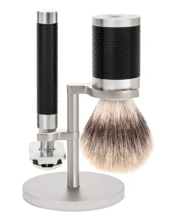 Mühle Shaving Barbersæt Med De-skraber  Fibre Barberkost Og Holder  Rocca  Rustfrit Stål