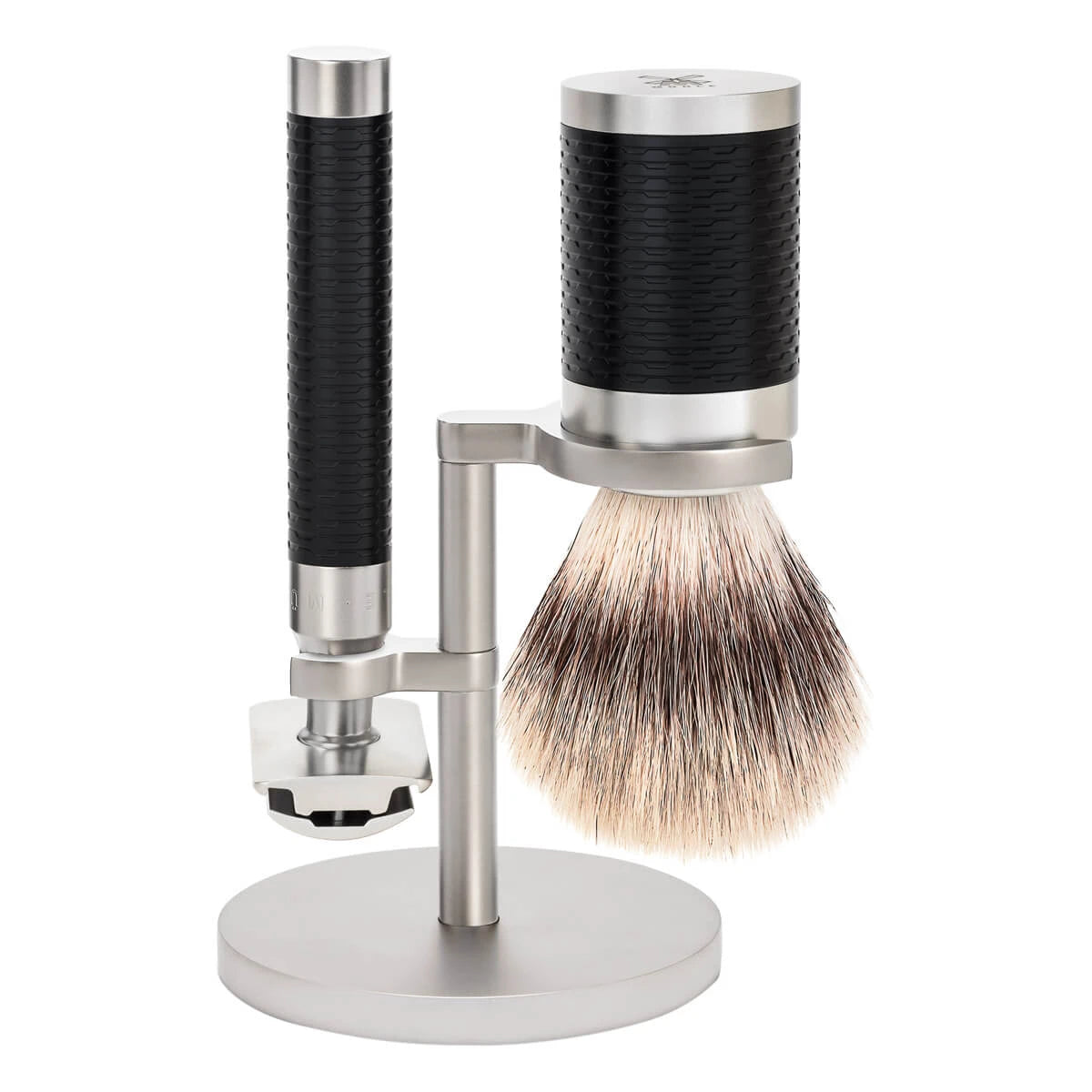 Mühle Shaving Barbersæt Med De-skraber Fibre Barberkost Og Holder Rocca Rustfrit Stål