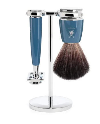 Mühle Shaving Barbersæt Med De-skraber  Fibre Barberkost Og Holder  Rytmo  Petroleumsblå