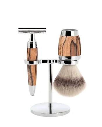 Mühle Shaving Barbersæt Med De-skraber  Fibre Barberkost Og Holder  Stylo  Spalted Beech