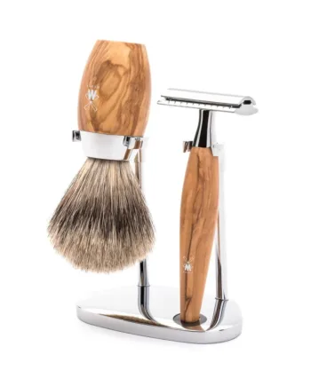 Mühle Shaving Barbersæt Med De-skraber  Fine Badger Barberkost Og Holder  Kosmo  Oliventræ