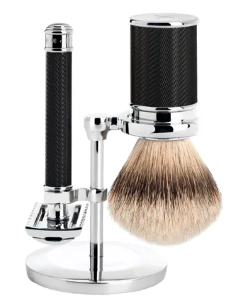 Mühle Shaving Barbersæt Med De-skraber  åben Kam  Barberkost Og Holder  Traditional  Black
