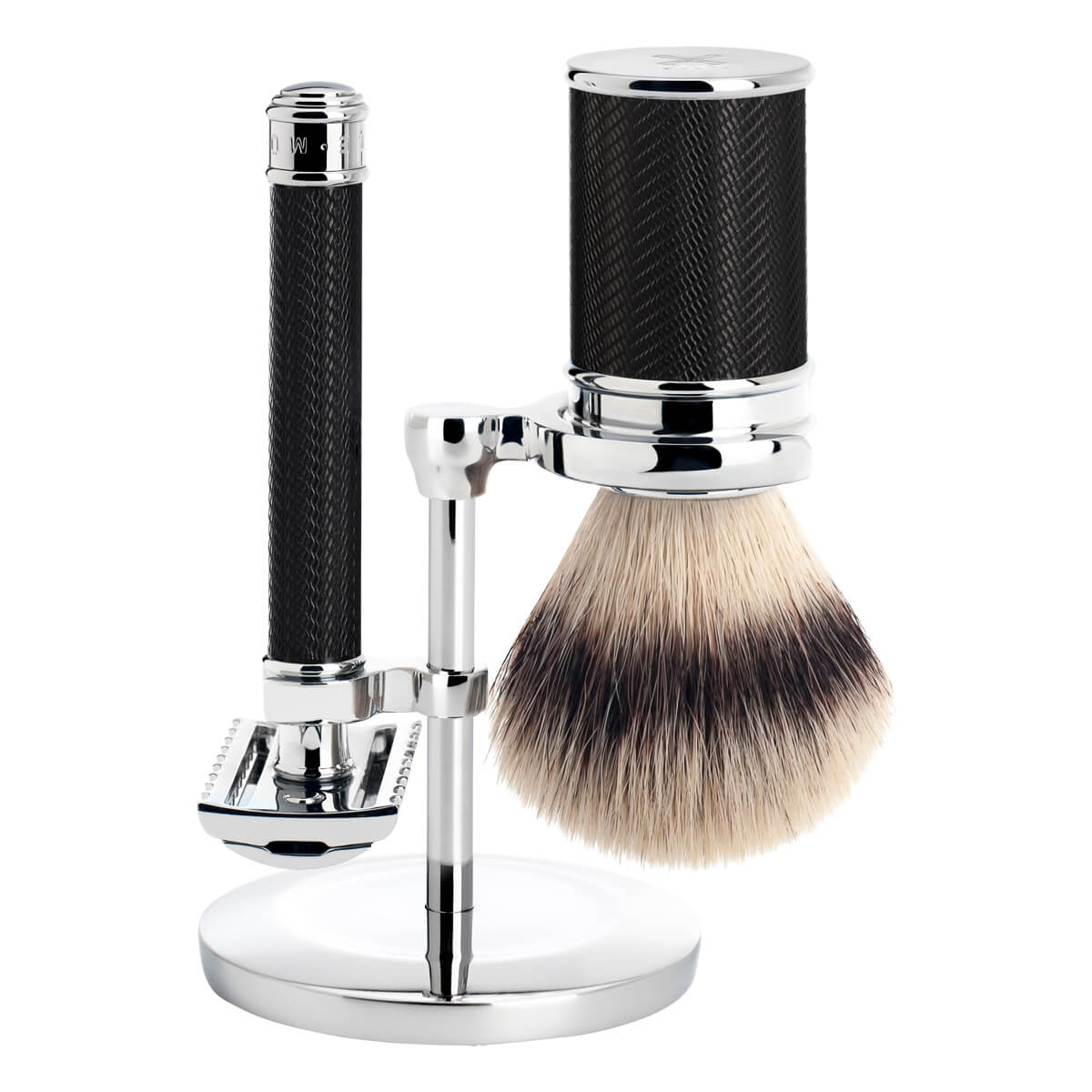 Mühle Shaving Barbersæt Med De-skraber åben Kam Silvertip Fibreâ Barberkost Og Holder Traditional Black