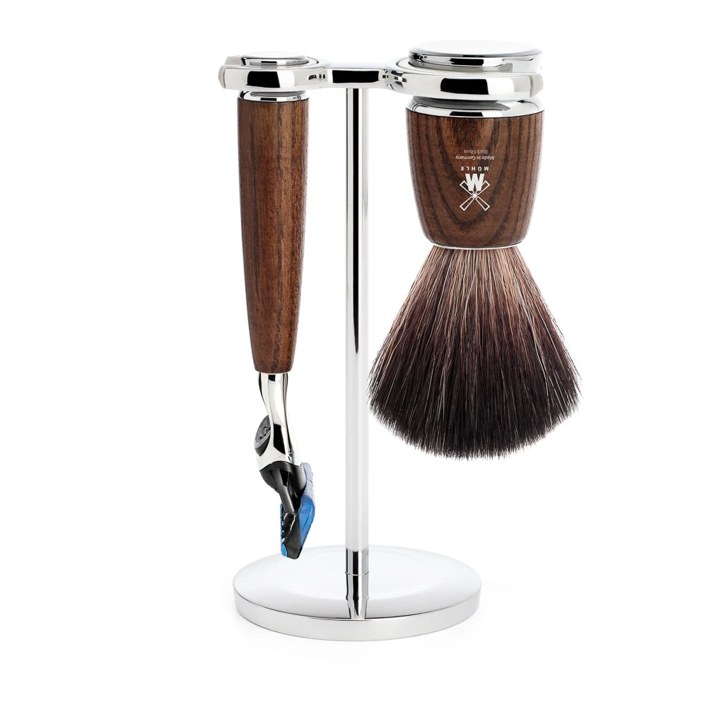 Mühle Shaving Barbersæt Med Fusion Skraber Barberkost Og Holder Rytmo Ask