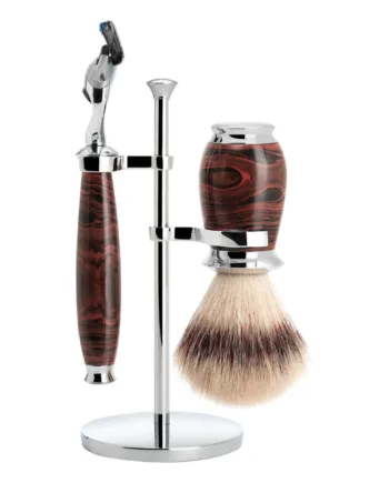 Mühle Shaving Barbersæt Med Fusion Skraber  Silvertip Fibreâ  Barberkost Og Holder  Purist  Ebonite