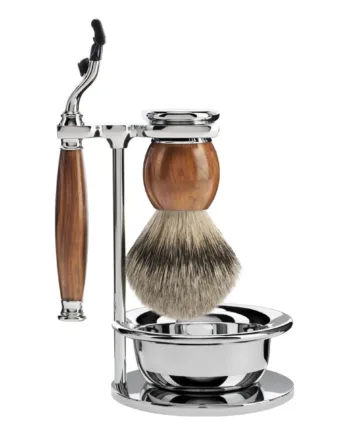 Mühle Shaving Barbersæt Med Mach3 Skraber  Barberkost  Holder Og Skål  Sophist  Ironwood