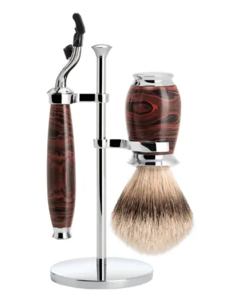 Mühle Shaving Barbersæt Med Mach3 Skraber  Barberkost Og Holder  Purist  Ebonite