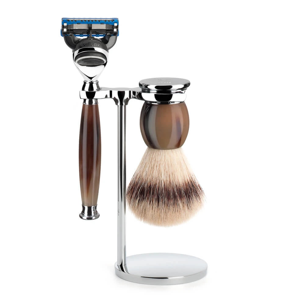 Mühle Shaving Barbersæt Med Skraber  Barberkost Og Holder  Sophist  Genuine Horn