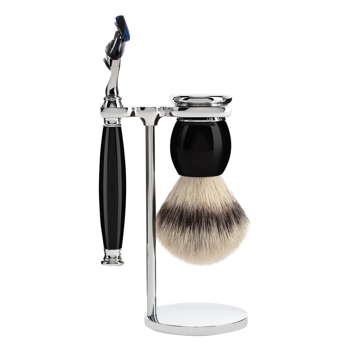 Mühle Shaving Barbersæt Med Skraber  Barberkost Og Holder  Sophist  Sort Kunstharpiks