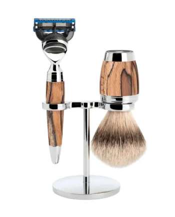 Mühle Shaving Barbersæt Med Skraber  Barberkost Og Holder  Stylo  Spalted Beech