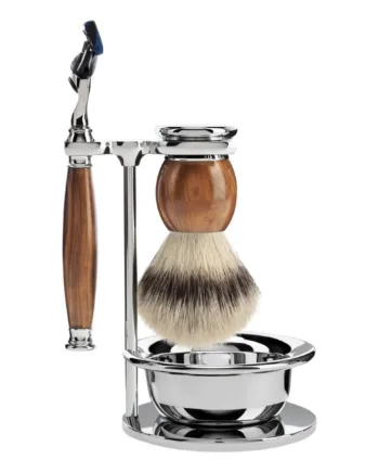 Mühle Shaving Barbersæt Med Skraber  Fibre Barberkost  Holder Og Skål  Sophist  Ironwood
