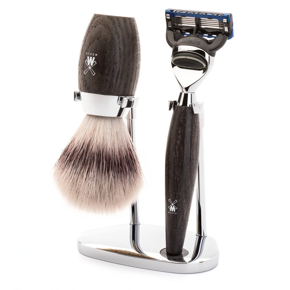 Mühle Shaving Barbersæt Med Skraber  Fibre Barberkost Og Holder  Kosmo  Moseeg