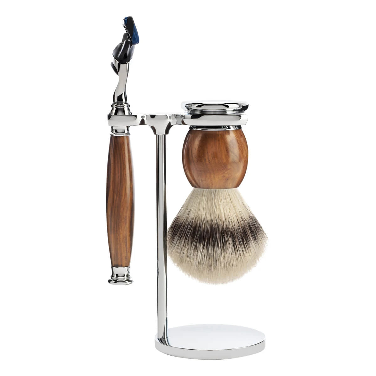 Mühle Shaving Barbersæt Med Skraber Fibre Barberkost Og Holder Sophist Ironwood