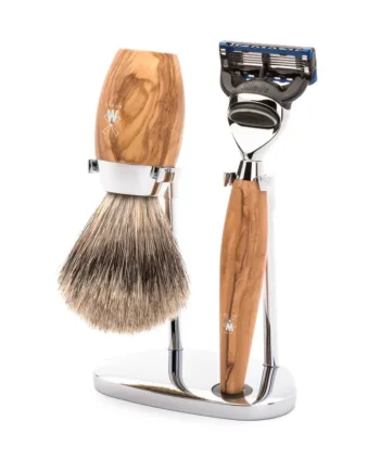 Mühle Shaving Barbersæt Med Skraber  Fine Badger Barberkost Og Holder  Kosmo  Oliventræ