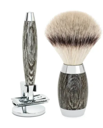 Mühle Shaving Edition No     Barbersæt Med De-skraber  Silvertip Fibreâ  Barberkost Og Holder Til Skraber  Moseeg   Sterling Sølv