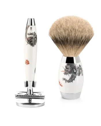 Mühle Shaving Meissen Porcelain Barbersæt Med De-skraber  Silvertip Barberkost Og Holder Til Skraber  Porcelæn
