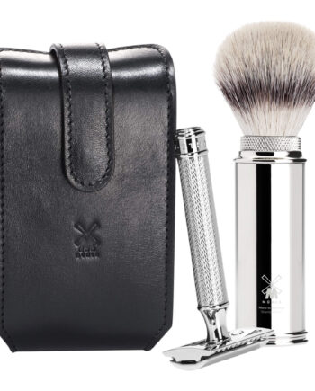 Mühle Shaving Rejsesæt Med De-skraber Og Børste  Sort Læder