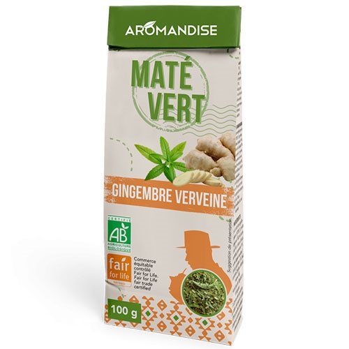 Maté Vild Grøn    Ingefær   Verbena økologisk 100 Gram