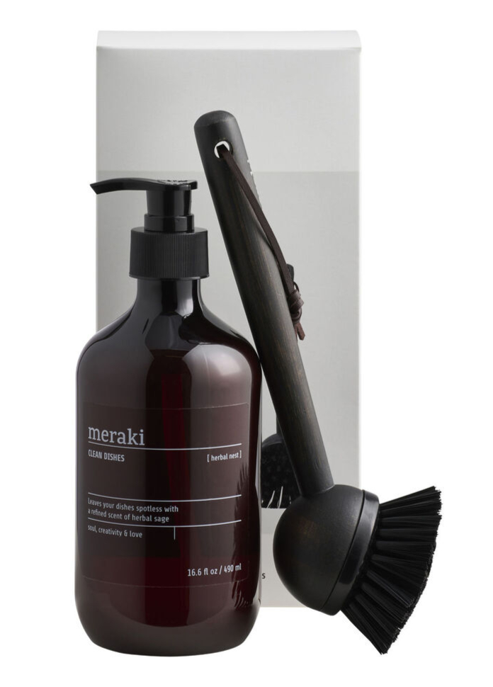 Meraki Gaveæske Kitchen Essential Opvaskemiddel Børste Herbal Nest