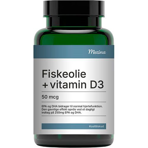 Mezina Fiskeolie Med Vitamin D3 50 Mcg 160 Kapsler