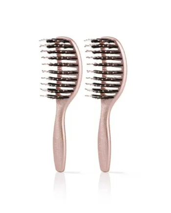 Mini Curvy Brush Hårbørste Med Vildsvinehår   Stk Shiny Rose  Spar 16