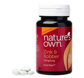 Natures Own Zink Og Kobber Food State 50 Tab