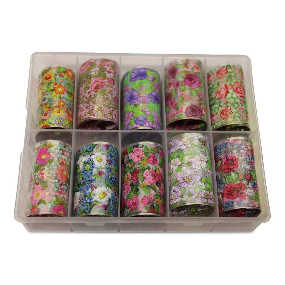 Neglefolie   Blomster Motiv   Transfer Neglefolie Til Nail Art   No 12