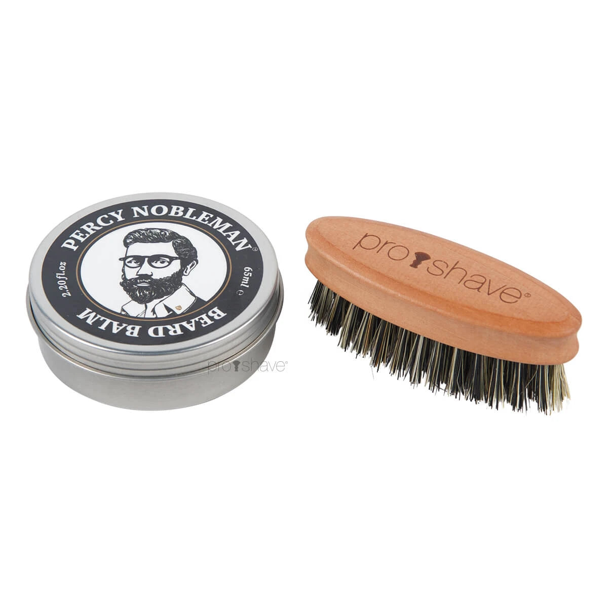 Percy Nobleman Skægsæt Med Skægbørste  Fibre  Og Percy Nobleman Beard Balm