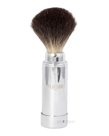 Plisson 1808 Rejsebørste  Pure Black Badger   Chrome  Str