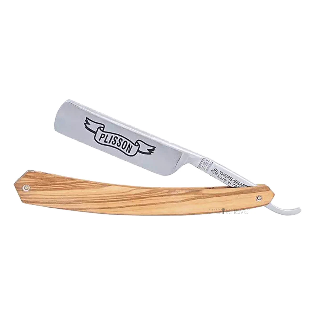 Plisson 1808 Straight Razor Round Nose Oliventræ