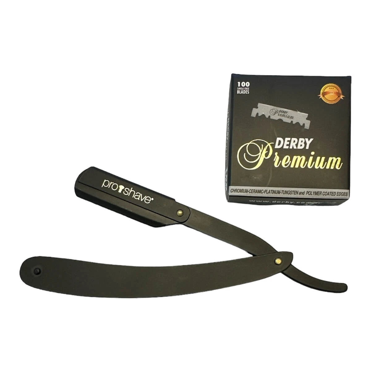 Proshave Straight Razor Til Udskiftelige Blade  S1  Sort   100 Derby Klinger