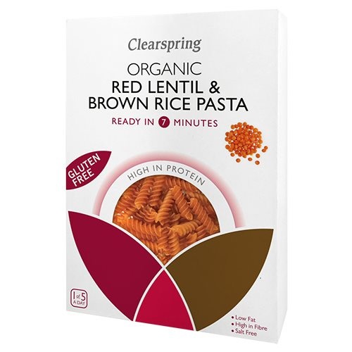 Røde Linser   Brune Ris Fusilli økologisk 250 Gram