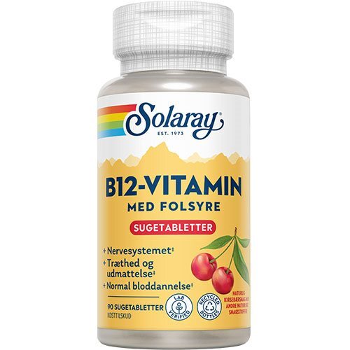 Solaray B12 Vitamin Med Folsyre Sugetab  90tab