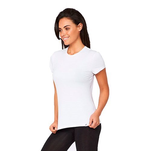 -shirt Dame Hvid Str    Rund Hals