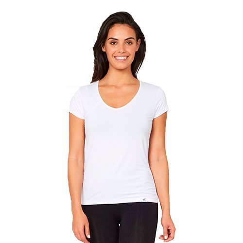 -shirt Dame Hvid Str     -hals