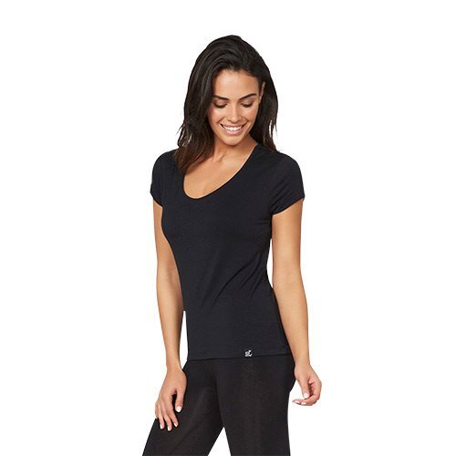 -shirt Dame Sort Str     -hals