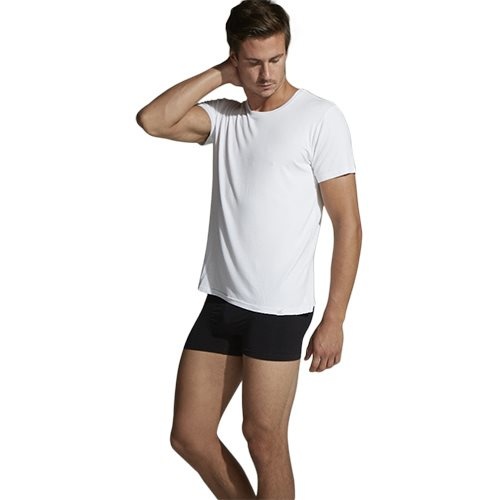 -shirt Herre Hvid Str    Crew-neck