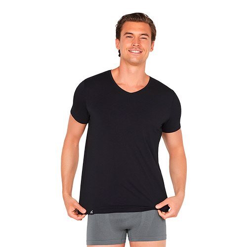 -shirt Herrer  -hals Sort Str