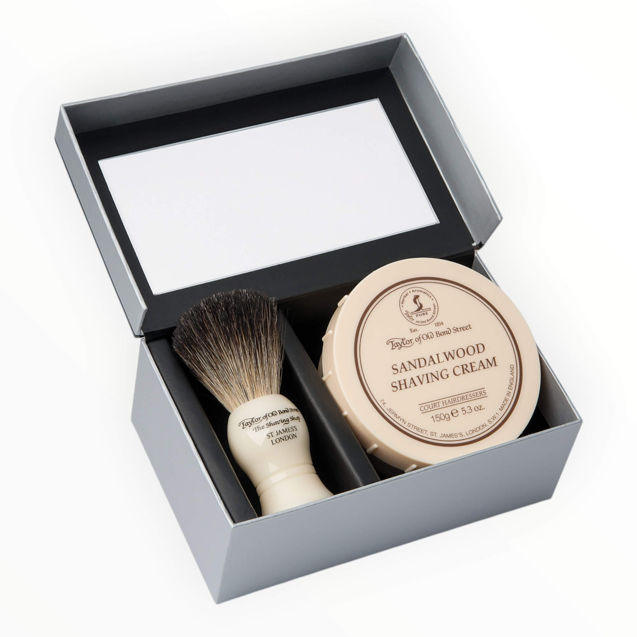 Taylor Of Old Bond Street Gaveæske Med Pure Badger Barberkost Og Barbercreme  Sandeltræ
