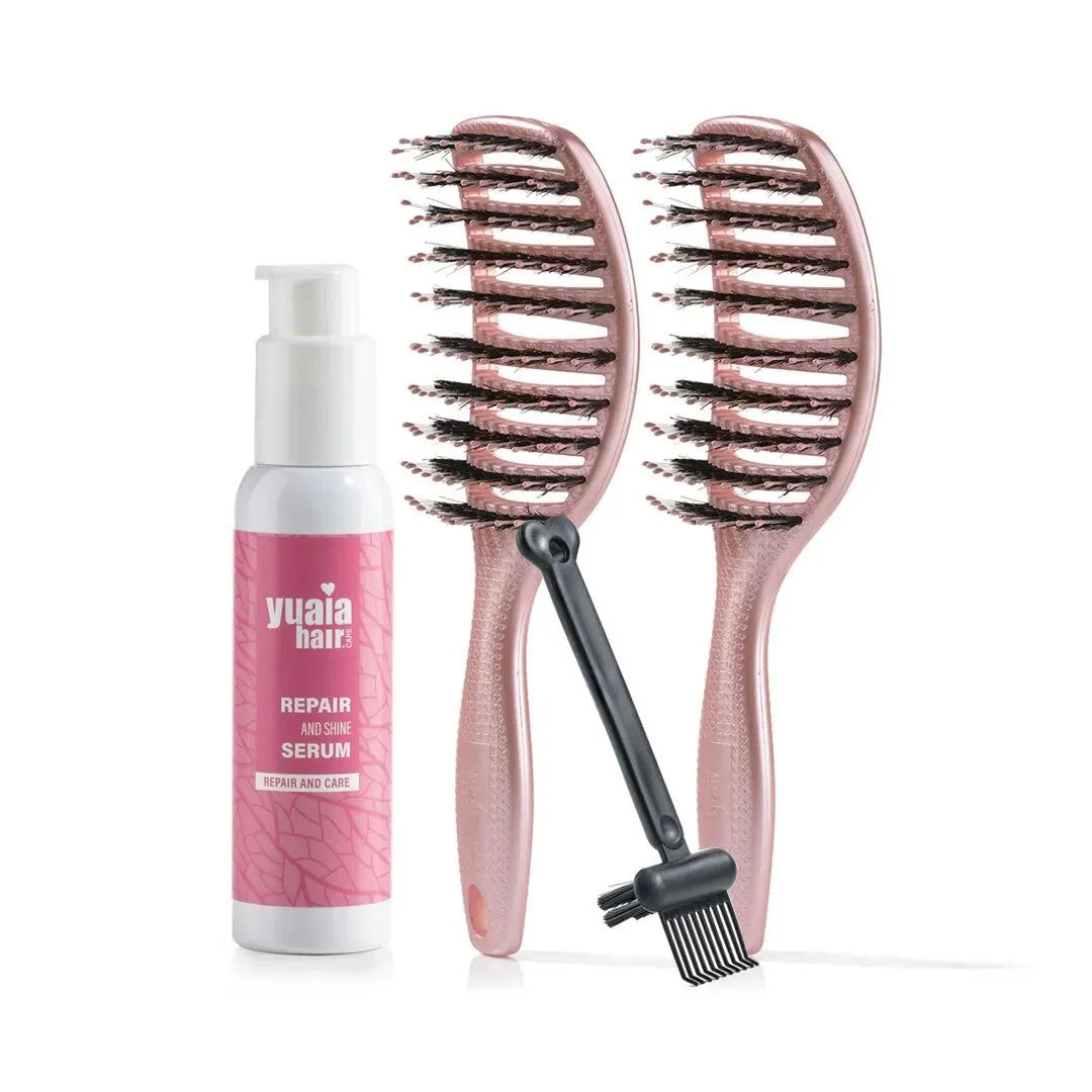 Ultimative Detangler Sæt Stk Shiny Rose Gratis Hårserum Og Cleaning Brush