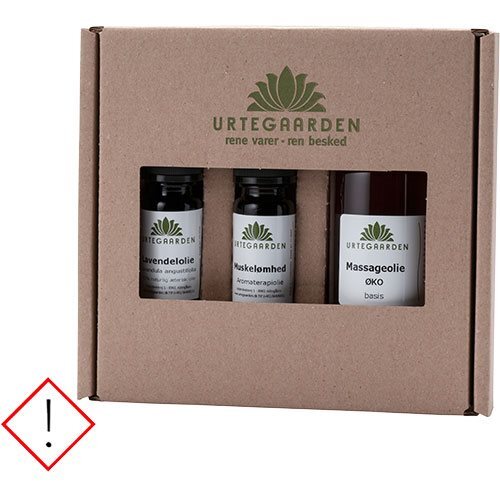 Urtegaarden Massagesæt Basis 10 Ml Lavendel 10ml Muskelømhed 100 Ml Massageolie 1pk
