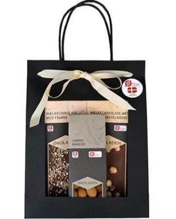 økoladen Gourmet Gavepose Creme        Chokoladeplader Samt Dragée Mandler  240g
