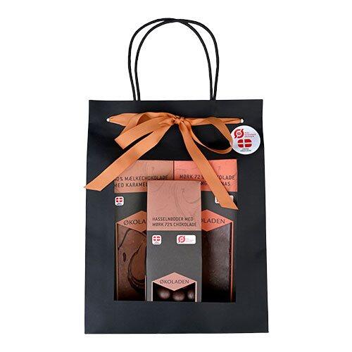 økoladen Gourmet Gavepose Orange Chokoladeplader Samt Dragée Mandler 240g